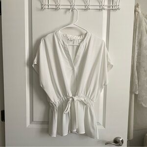 Flowy Button Women's Top | White